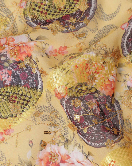 Yellow Fancy Embroidery Cotton Voile 150cm
