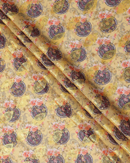 Yellow Fancy Embroidery Cotton Voile 150cm