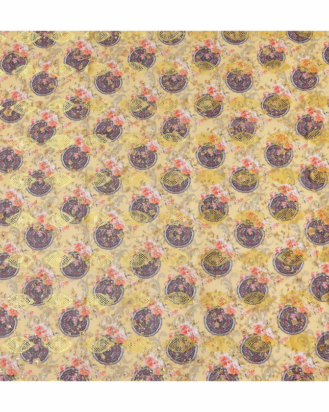 Yellow Fancy Embroidery Cotton Voile 150cm