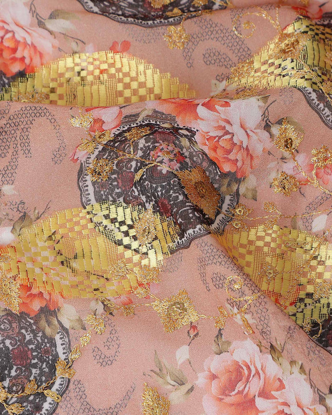 Pink Fancy Embroidery Cotton Voile 150cm