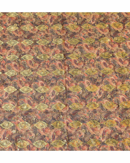 Brown Fancy Embroidery Cotton Voile 150cm
