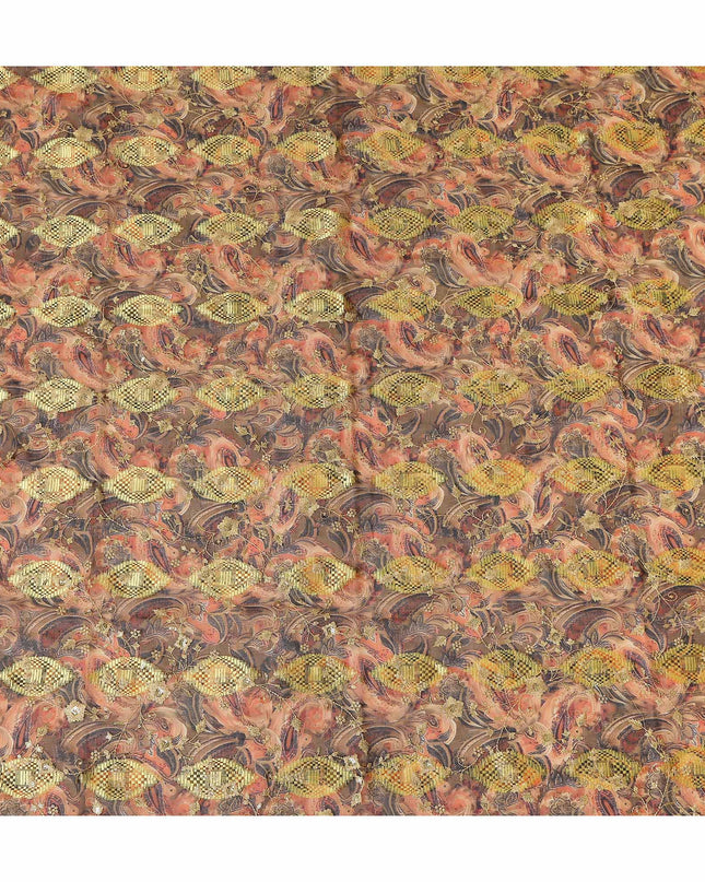 Brown Fancy Embroidery Cotton Voile 150cm