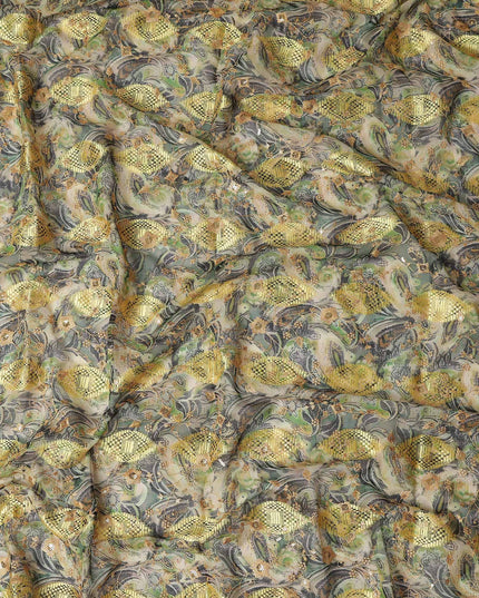 Grey Fancy Embroidery Cotton Voile 150cm