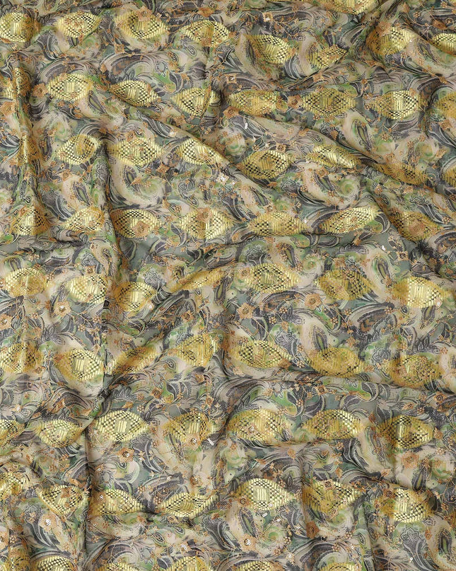 Grey Fancy Embroidery Cotton Voile 150cm
