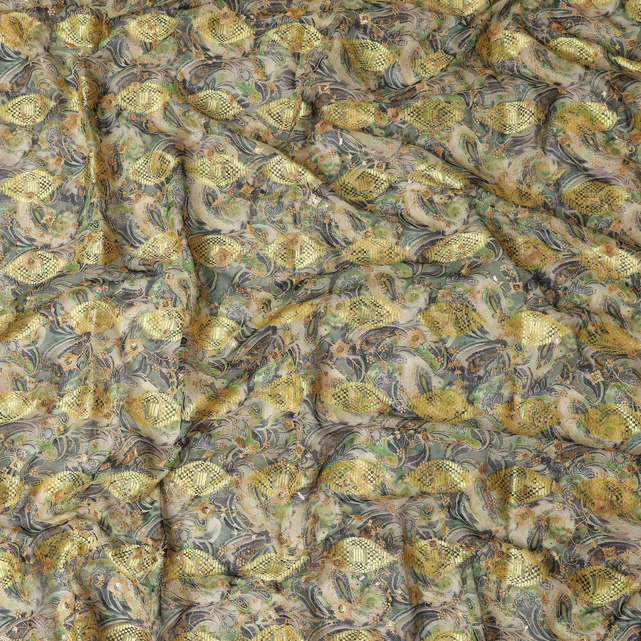 Grey Fancy Embroidery Cotton Voile 150cm