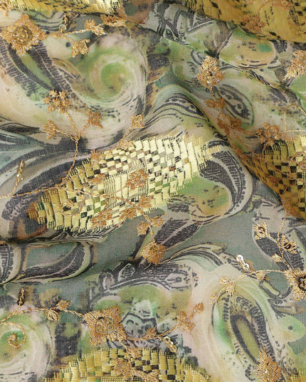 Grey Fancy Embroidery Cotton Voile 150cm