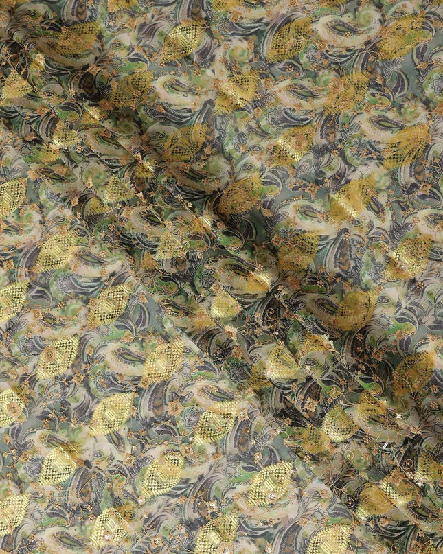 Grey Fancy Embroidery Cotton Voile 150cm