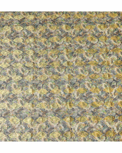 Grey Fancy Embroidery Cotton Voile 150cm