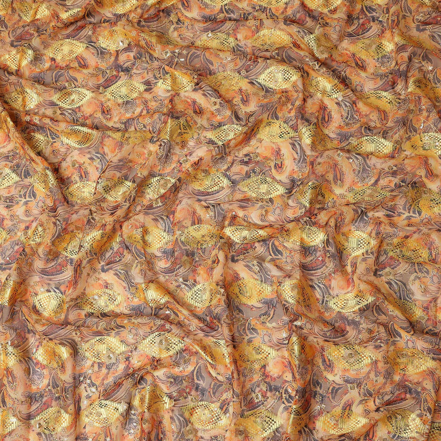 Orange Fancy Embroidery Cotton Voile 150cm