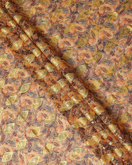 Orange Fancy Embroidery Cotton Voile 150cm