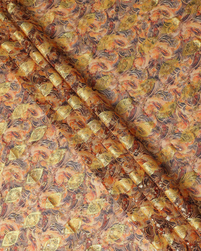 Orange Fancy Embroidery Cotton Voile 150cm