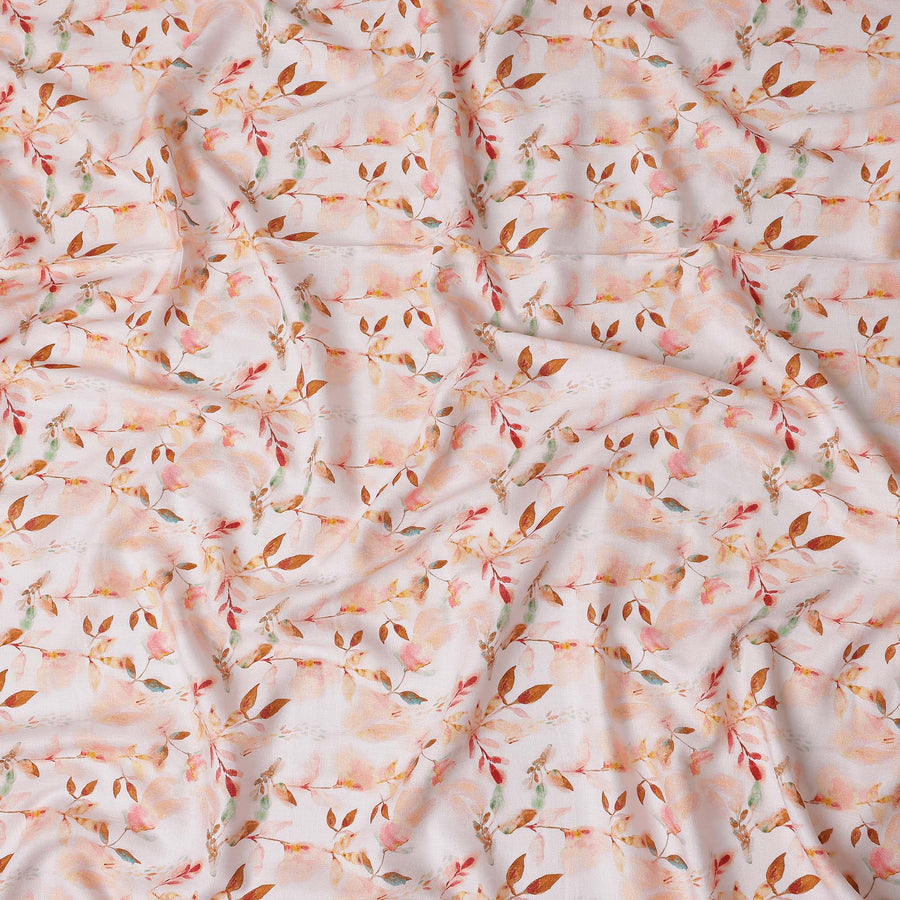 Buy Beige Floral Design Cotton Linen 140cm