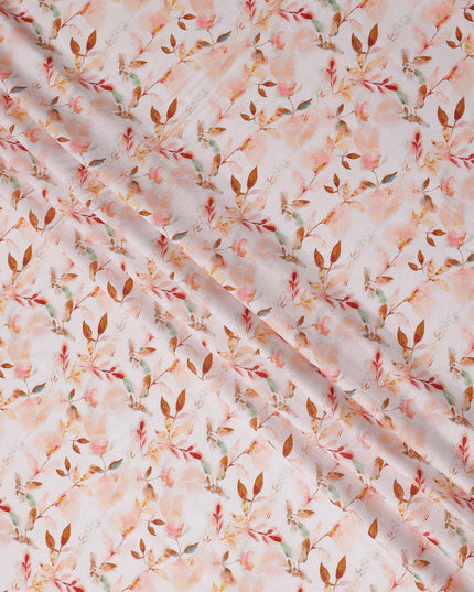 Buy Beige Floral Design Cotton Linen 140cm