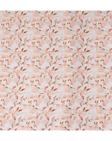 Buy Beige Floral Design Cotton Linen 140cm
