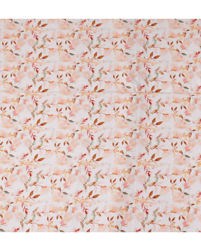 Buy Beige Floral Design Cotton Linen 140cm