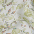 Buy White Leaf Design Cotton Linen 140cm