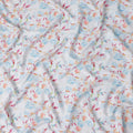Buy White Leaf Design Cotton Linen 140cm