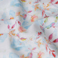 Buy White Leaf Design Cotton Linen 140cm
