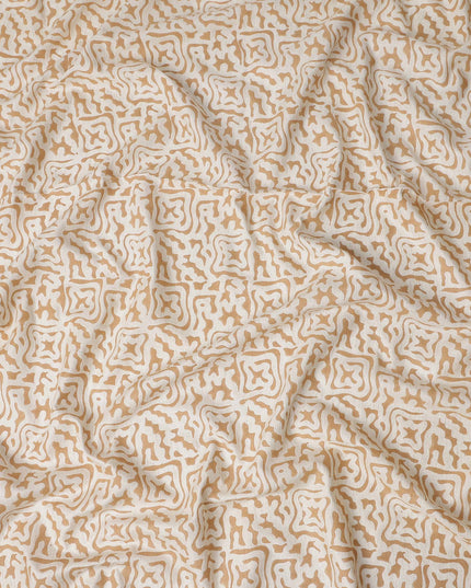 Buy Beige Abstract Design Cotton Linen 140cm