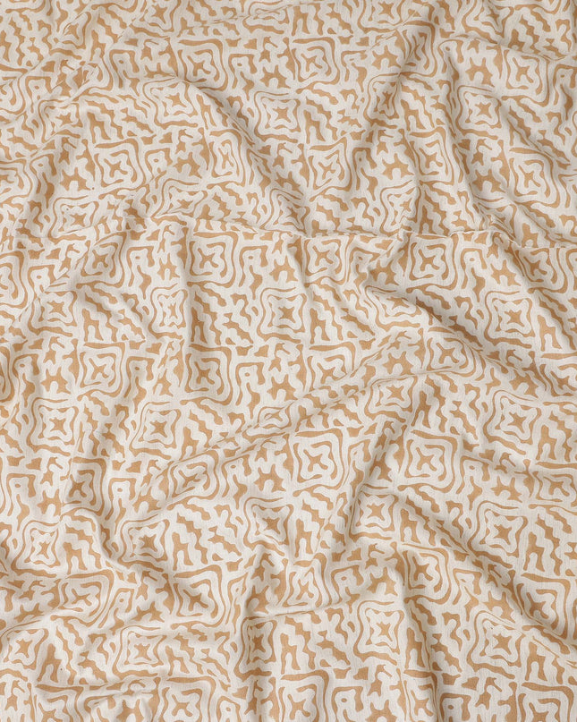 Buy Beige Abstract Design Cotton Linen 140cm