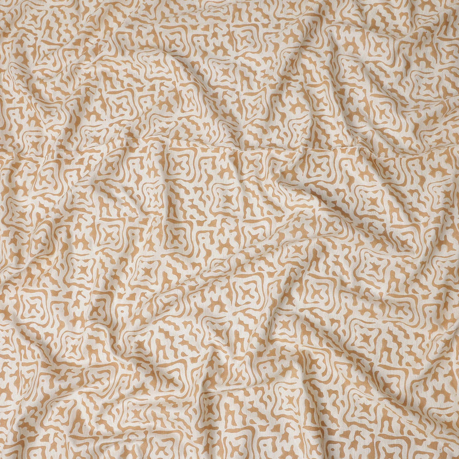 Buy Beige Abstract Design Cotton Linen 140cm
