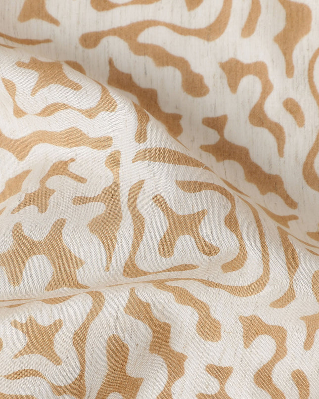 Buy Beige Abstract Design Cotton Linen 140cm