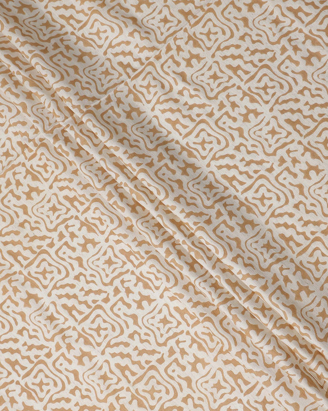 Buy Beige Abstract Design Cotton Linen 140cm