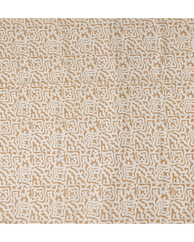 Buy Beige Abstract Design Cotton Linen 140cm