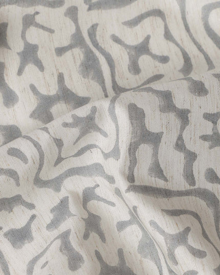Buy White Abstract Design Cotton Linen 140cm