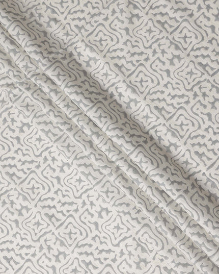 Buy White Abstract Design Cotton Linen 140cm