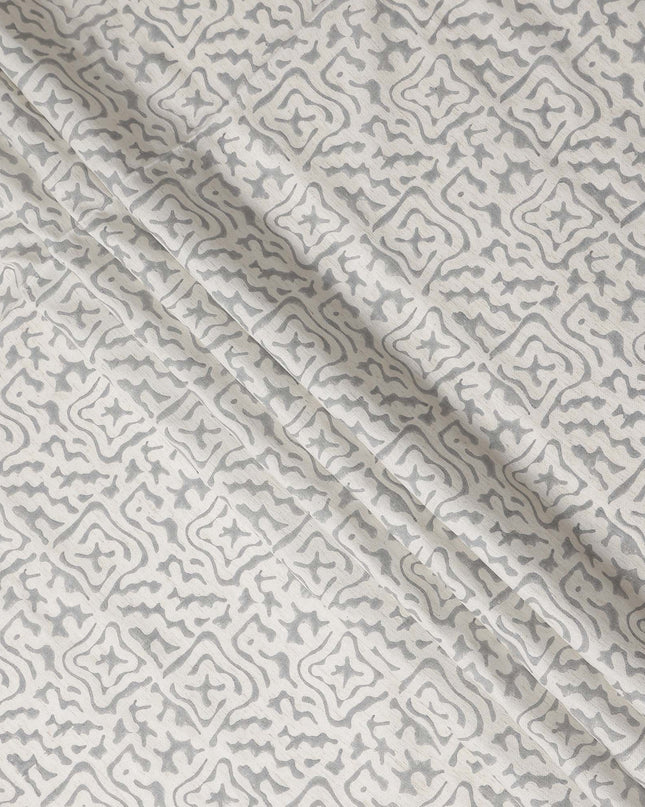 Buy White Abstract Design Cotton Linen 140cm