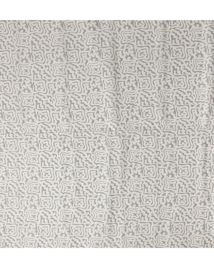 Buy White Abstract Design Cotton Linen 140cm