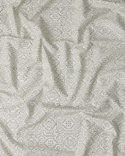 Buy White Geometric Design Cotton Linen 140cm