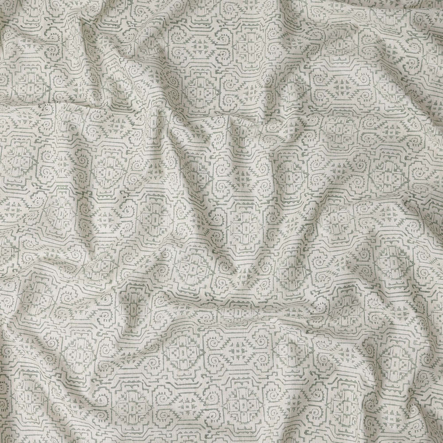 Buy White Geometric Design Cotton Linen 140cm