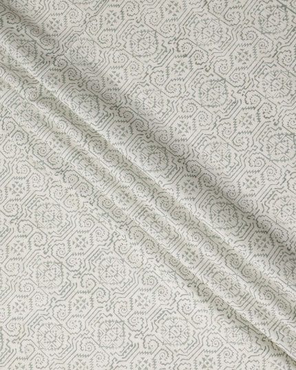 Buy White Geometric Design Cotton Linen 140cm