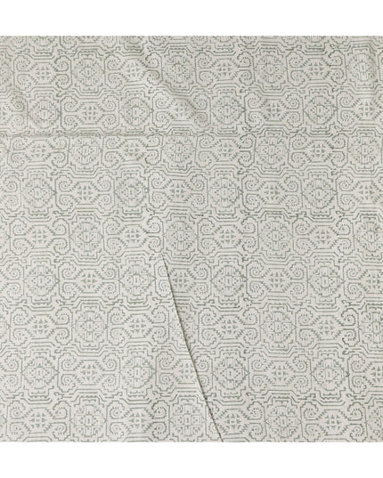 Buy White Geometric Design Cotton Linen 140cm