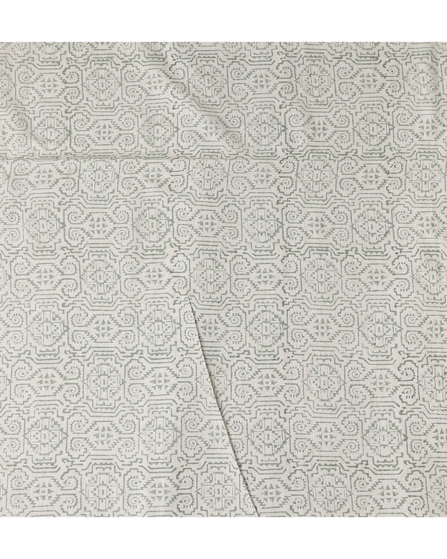 Buy White Geometric Design Cotton Linen 140cm