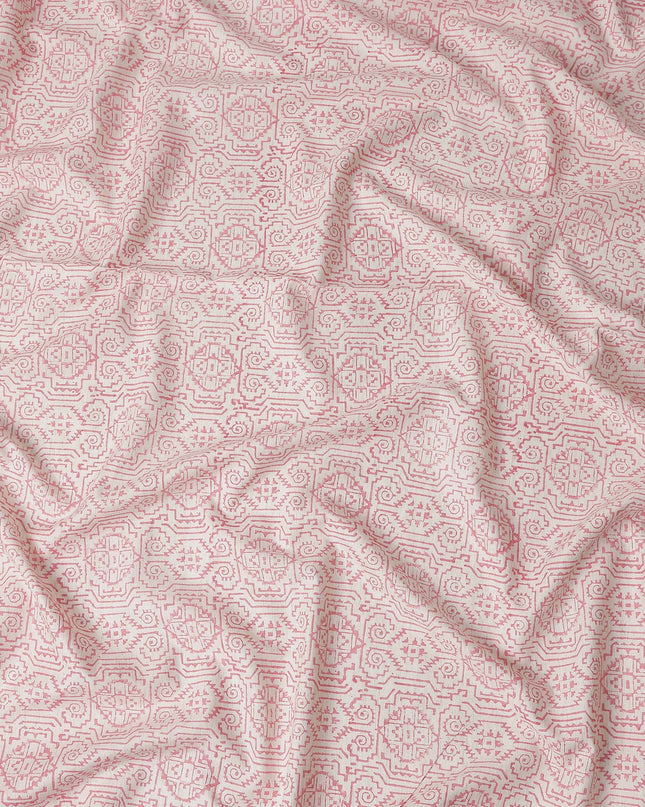 Buy Pink Geometric Design Cotton Linen 140cm