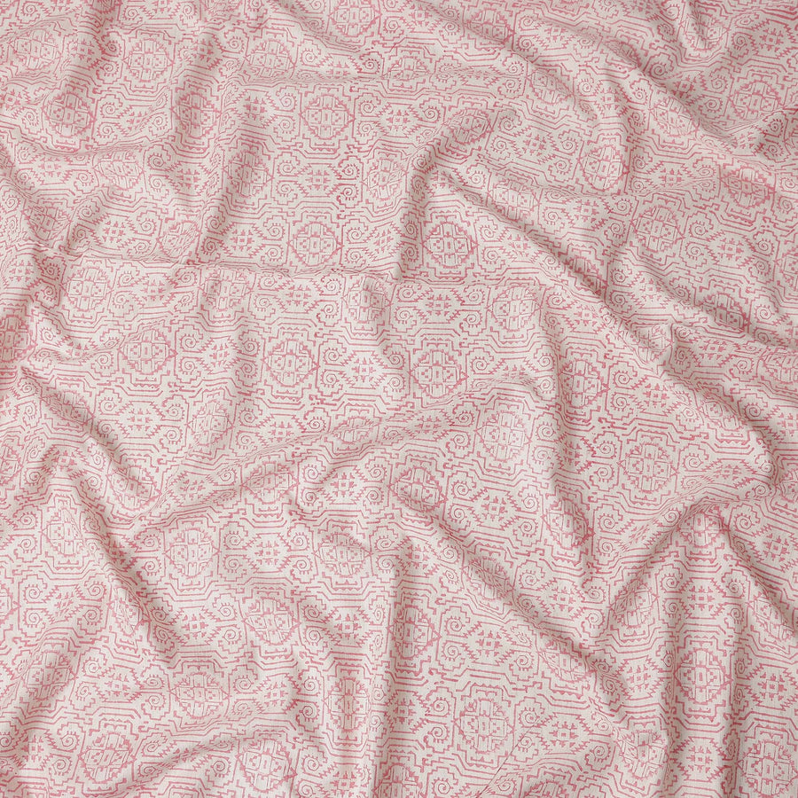 Buy Pink Geometric Design Cotton Linen 140cm