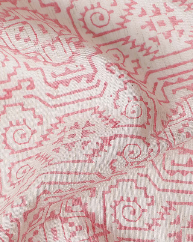Buy Pink Geometric Design Cotton Linen 140cm