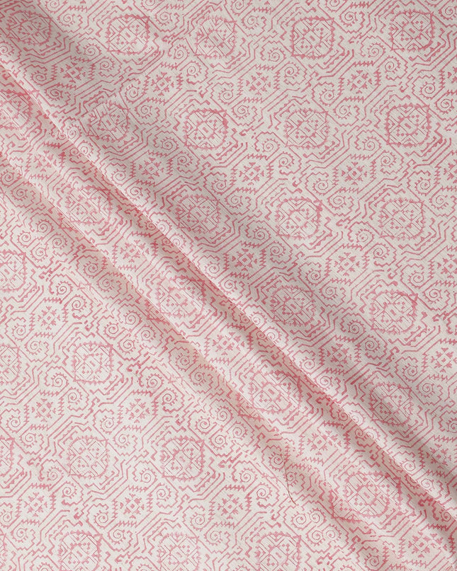 Buy Pink Geometric Design Cotton Linen 140cm