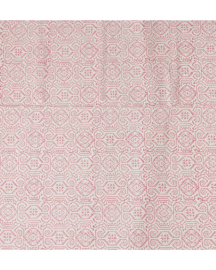 Buy Pink Geometric Design Cotton Linen 140cm