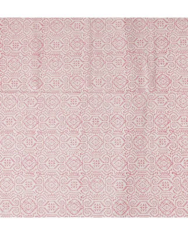 Buy Pink Geometric Design Cotton Linen 140cm