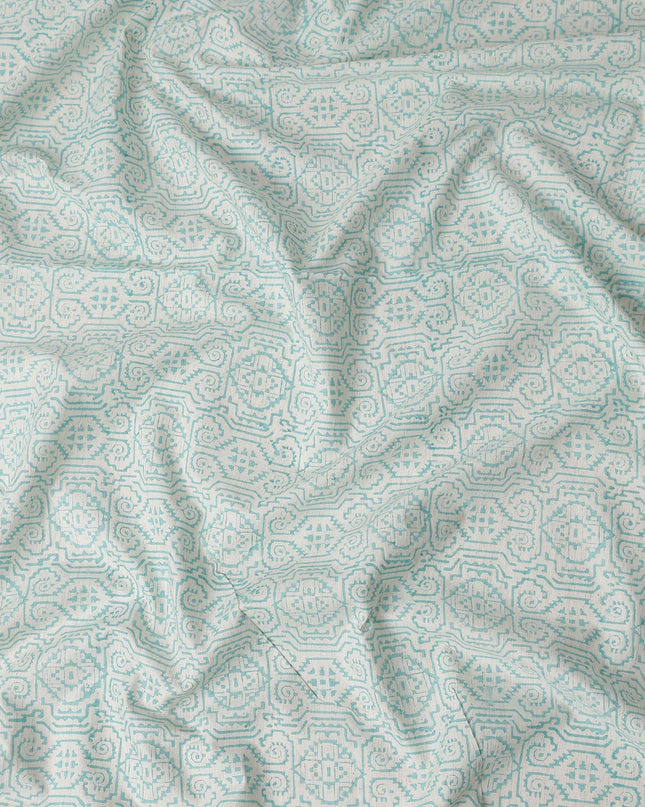 Buy Blue Geometric Design Cotton Linen 140cm