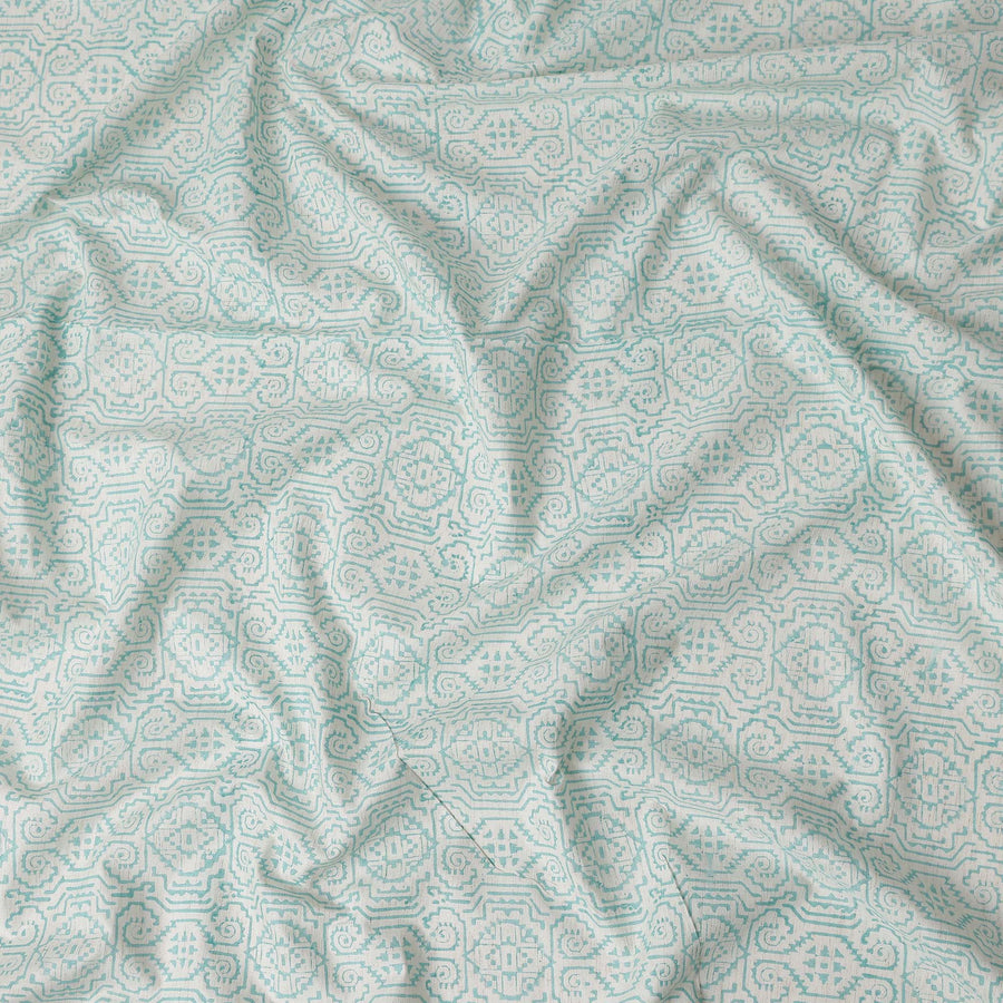 Buy Blue Geometric Design Cotton Linen 140cm