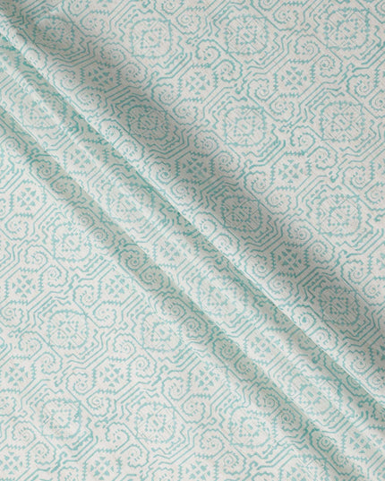 Buy Blue Geometric Design Cotton Linen 140cm