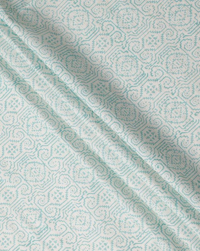 Buy Blue Geometric Design Cotton Linen 140cm