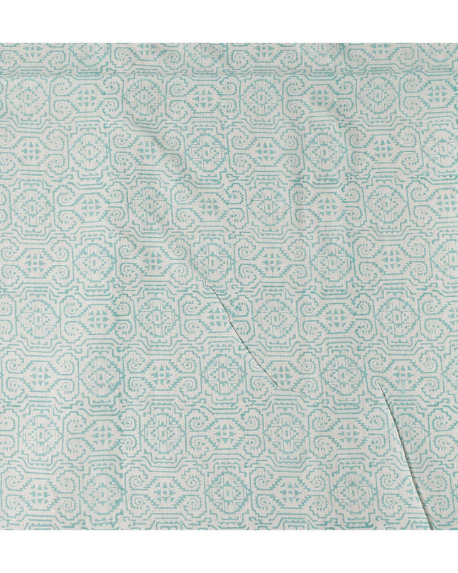 Buy Blue Geometric Design Cotton Linen 140cm