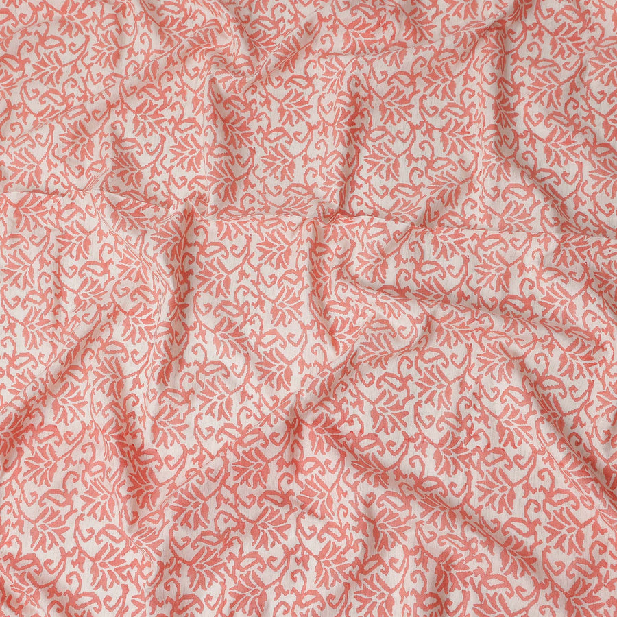 Buy Pink Leaf Design Cotton Linen 140cm