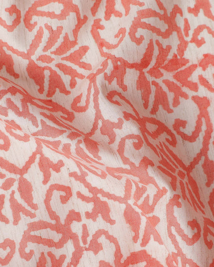 Buy Pink Leaf Design Cotton Linen 140cm